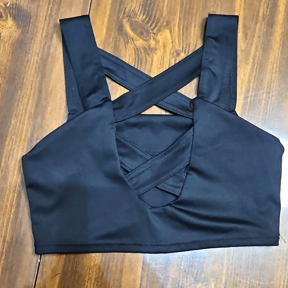 Crisscross Back Black Sports Bralette - Women Intimates - Picture 2 of 8